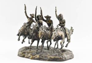 lot 1 image: Bronze Reproduction of Coming Through the Rye by Frederic Remington