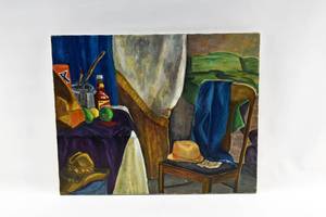 lot 67 image: Signed Interior Original Painting on Canvas