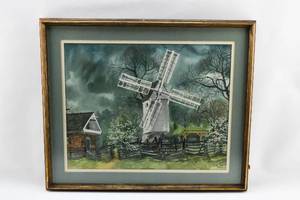 lot 68 image: Windmill Watercolor by Else Nethersole