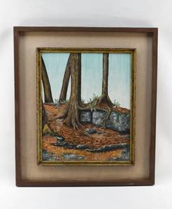 lot 74 image: Forest Painting on Board by Louise Wendt