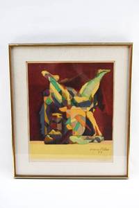lot 76 image: Signed La Lutte Lithograph by Jacques Villon