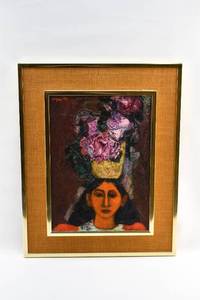 lot 78 image: Orange and Pink Oil Painting by Dorothy Segal