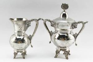 lot 190 image: Set of Two Silverplate Tea Service Items by Rogers, Smith and Co.
