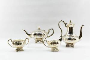 lot 193 image: Antique Silver Plate Tea Set by Old Sheffield Plate