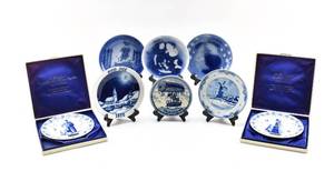 lot 316 image: Group of Eight Blue and White Scandinavian Collector Plates
