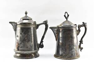 lot 344 image: Two Antique Silverplate Pitchers
