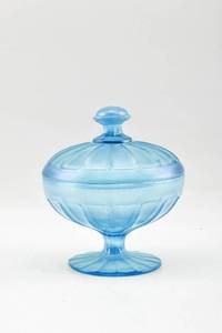lot 148 image: Iridescent Blue Candy Dish with Lid