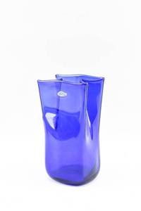 lot 150 image: Blue Paper Bag Vase by Blenko Glass Co.