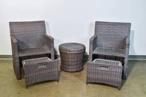 lot 128 image: Set of Composite Wicker Chairs and Table