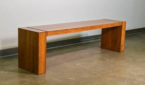 lot 130 image: Solid Wooden MCM Bench