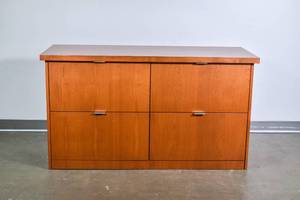 lot 137 image: MCM Style Wood Credenza or Filing Cabinet