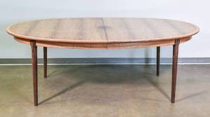 lot 140 image: Mid-Century Modern Two-Tone Wooden Dining Table