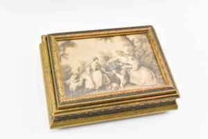 lot 261 image: Vintage Jewelry Box with Pastoral Design