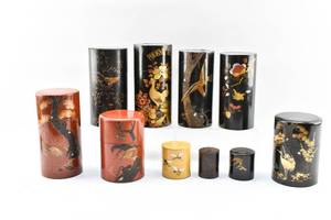 lot 200 image: Group of 10 Japanese Tea Canisters