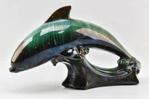 lot 420 image: Glazed Ceramic Dolphin Sculpture by Blue Mountain Pottery
