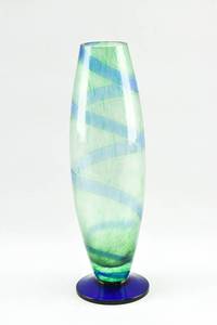 lot 435 image: Tall Green and Blue Glass Vase