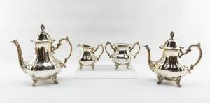 lot 345 image: Four-Piece Silverplate Coffee and Tea Set by Towle