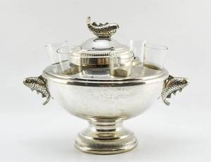 lot 346 image: Vintage Metal Caviar and Vodka Server
