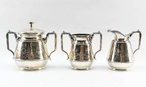 lot 350 image: Set of Three Antique Silverplate Vessels by Rogers, Smith & Co.