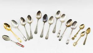 lot 353 image: Group of 15 Antique Spoons
