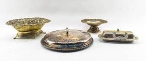 lot 355 image: Group of Four Silverplate Dishes