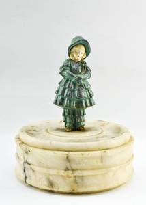 lot 295 image: Vintage Marble Jewelry Box with Victorian Statuette