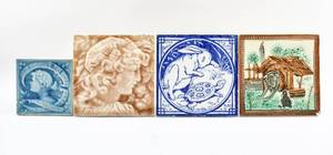 lot 297 image: Group of Four Antique Ceramic Tiles