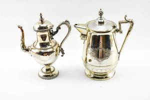 lot 356 image: Two Antique Silverplate Pitchers