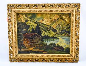 lot 11 image: Double-Sided Idyllic Landscape Painting