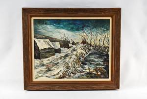 lot 15 image: Winter Wind Oil Painting by Aage Rasmussen