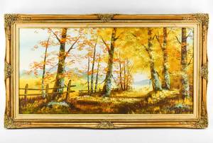 lot 18 image: Framed Autumn Forest Landscape
