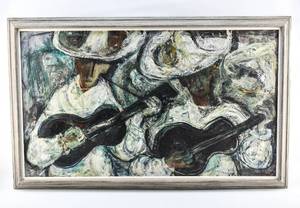 lot 20 image: Original Oil Painting of Musicians by Dorothy Segal