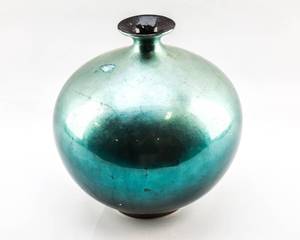 lot 331 image: Metallic Green Globular Vase