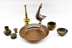 lot 287 image: Group of Eight South Asian Metal Objects
