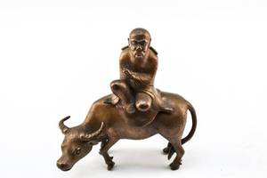 lot 365 image: Bronze Chinese Censer with Laozi Statuette
