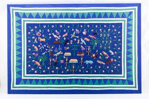 lot 39 image: Hand-Embroidered Village Tapestry