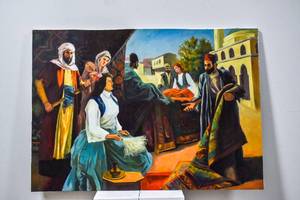 lot 43 image: Large Carpet Merchant Painting