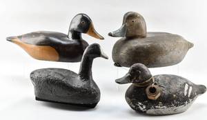lot 398 image: Four Wooden Duck Decoy Sculptures
