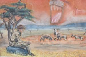 lot 440 image: Original African Safari Pastel Artwork