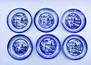 lot 185 image: Six Blue and White Chinese Porcelain Plates