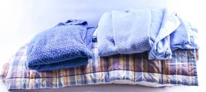 lot 360 image: Two Throw Blankets and King-Size Comforter