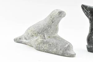 lot 447 image: Three Inuit Soapstone Carvings of Animals