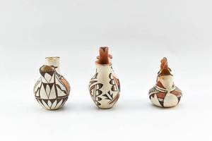 lot 340 image: Three Acoma Pueblo Pitchers