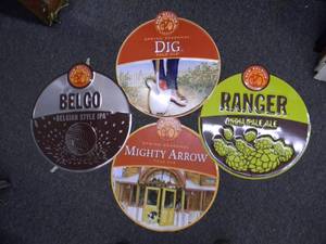 lot 11 image: 4 - NEW BELGIUM TIN ADVERTISING SIGNS - NICE - GREAT PIECES - APPROX 19 By 20 - SEE PICTURES