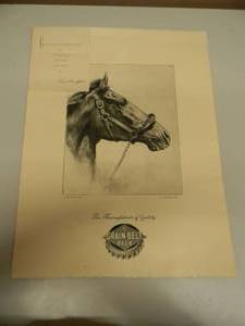 lot 13 image: RARE - VINTAGE GRAIN BELT BEER - INNER OFFICE Christmas Greetings ART By R.H.Palenske, Whirlaway 1941 Triple Crown Winner - RARE ABSOLUTELY FANTASTIC PIECE  - APPROX 12 By 16 - SEE PICTURES