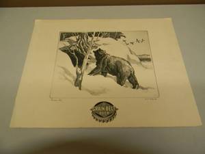 lot 14 image: RARE - ORIGINAL VINTAGE GRAIN BELT BEER - INNER OFFICE Christmas Greetings ART By R.H.Palenske, Seasons End - RARE ABSOLUTELY FANTASTIC PIECE  - APPROX 12 By 16 - SEE PICTURES