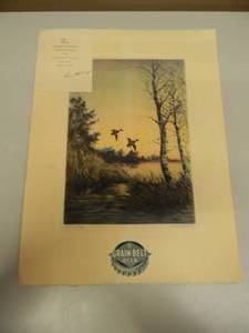 lot 15 image: RARE - ORIGINAL VINTAGE GRAIN BELT BEER - INNER OFFICE Christmas Greetings ART By Roland Clark End of Day - RARE ABSOLUTELY FANTASTIC PIECE  - APPROX 12 By 16 - SEE PICTURES