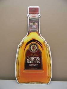 lot 26 image: VINTAGE CHRISTIAN BROTHERS BRANDY TIN ADVERTISING BAR SIGN - NICE - GREAT PIECE - APPROX 15 By 30 - SEE PICTURES