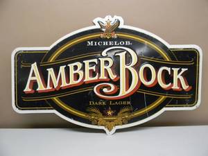 lot 29 image: VINTAGE MICHELOB AMBER BOCK DARK LAGER BEER TIN ADVERTISING BAR SIGN - AWESOME PIECE - APPROX 36 By 23 - SEE PICTURES
