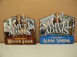 lot 37 image: SAMUEL ADAMS ALPINE SPRING & WINTER LAGER TIN ADVERTISING BAR SIGNS - AWESOME PIECES - APPROX 17 By 16 - SEE PICTURES